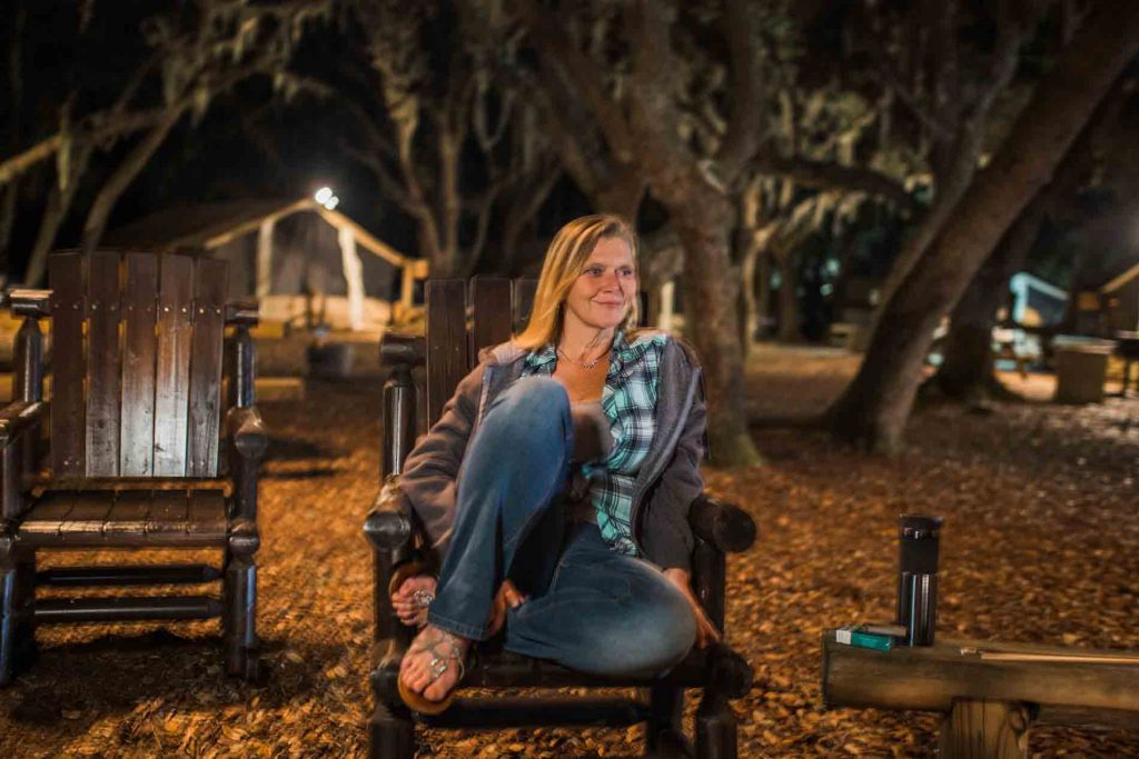 Serenity Oaks Wellness Center lady sitting outside